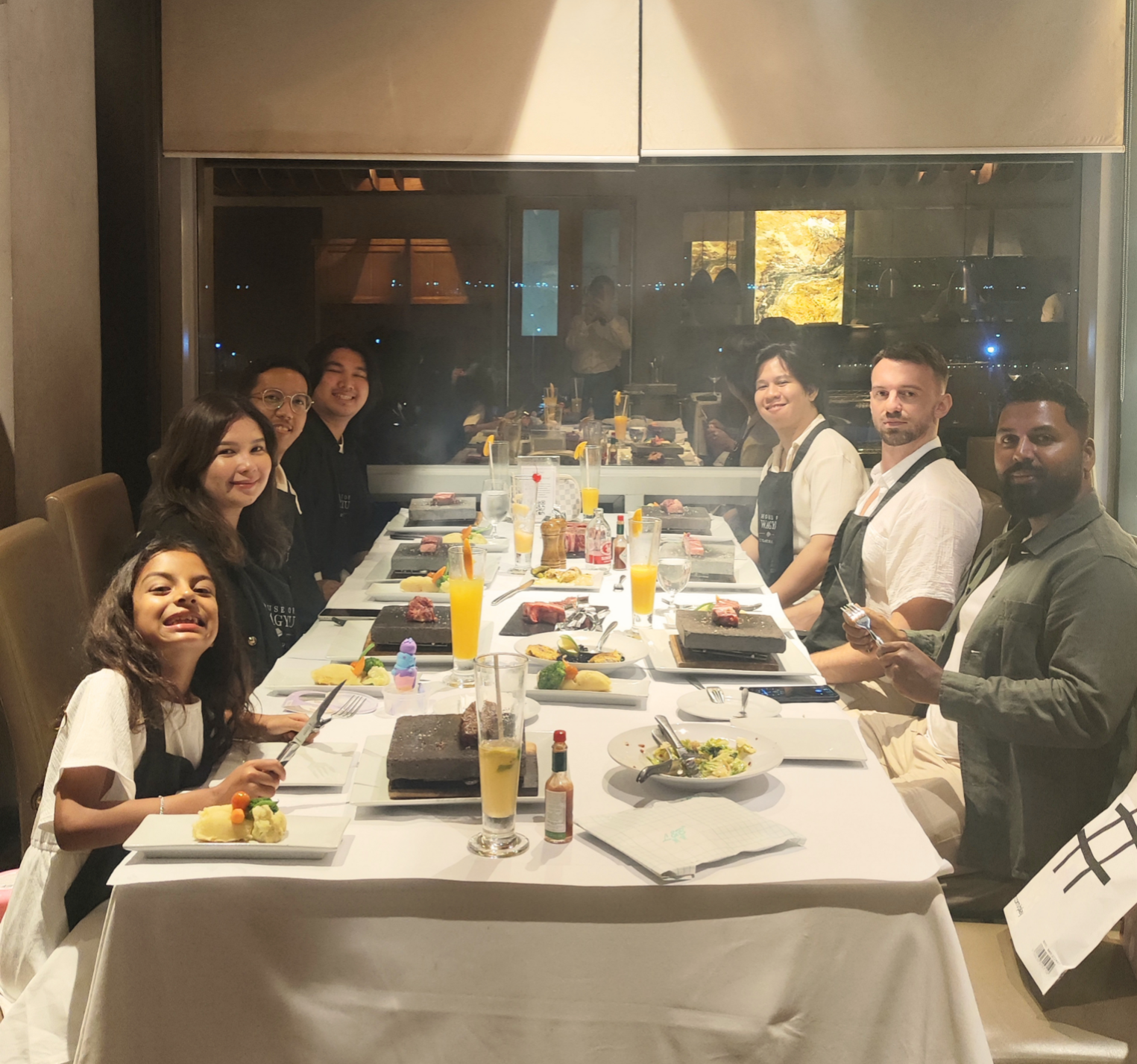 The Rescale team sharing a long dinner together